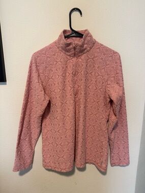 Eddie Bauer Pink Textured Half Zip Turtleneck Fleece